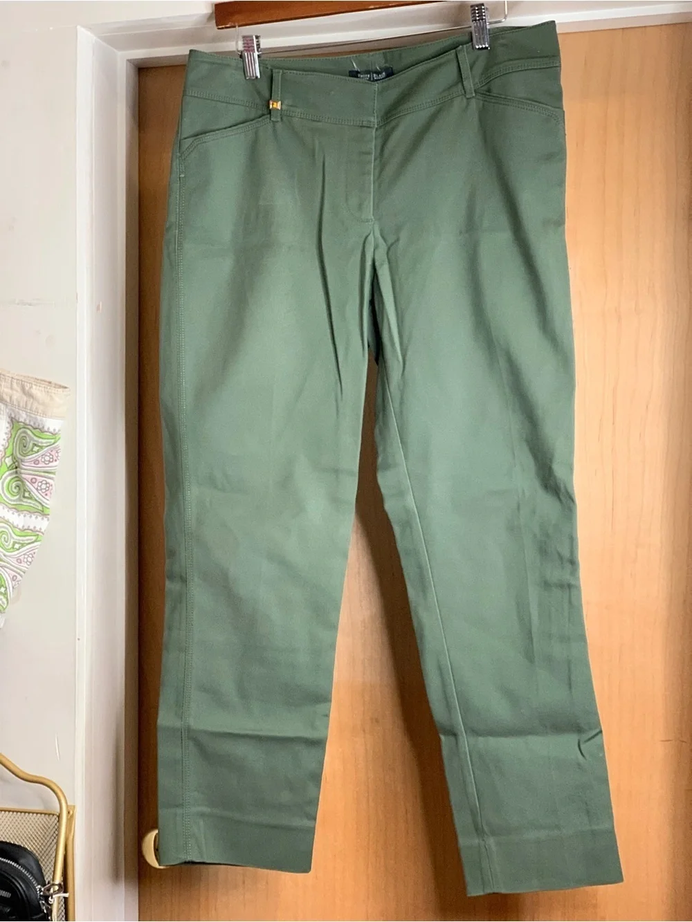 White House Black Market PerfectForm Olive Slim Ankle Pants Size-10R